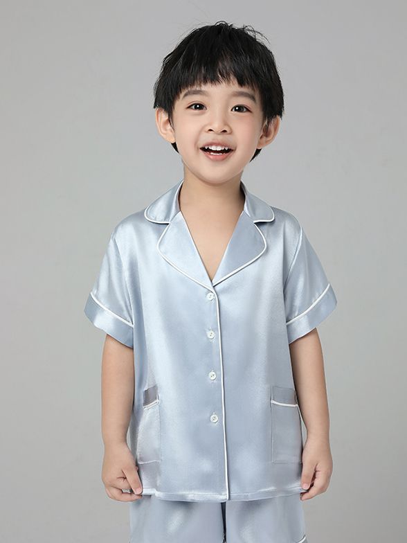 19 Momme Kids Short Silk Pajama Set For Boys and Girls